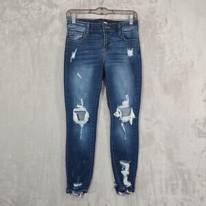 Womens Fashion Nova Distressed Jeans Holes Frayed Hemline Size Juniors 3 Pockets